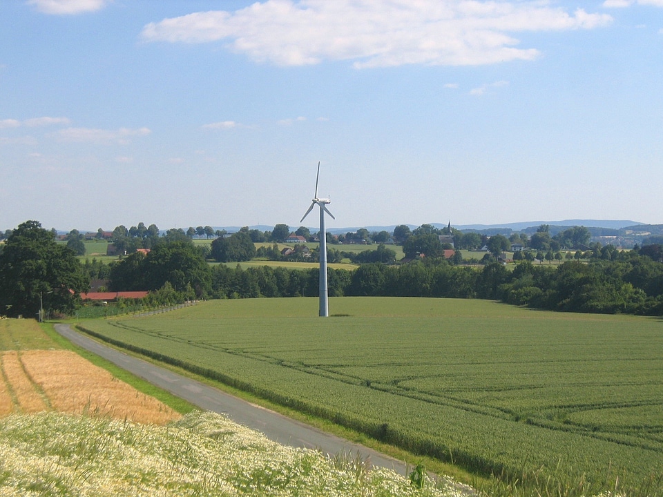 Scenic landscape windmill