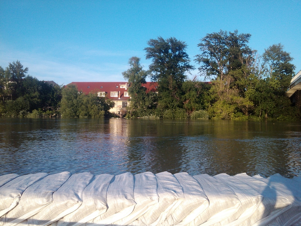 Sand bags danube river