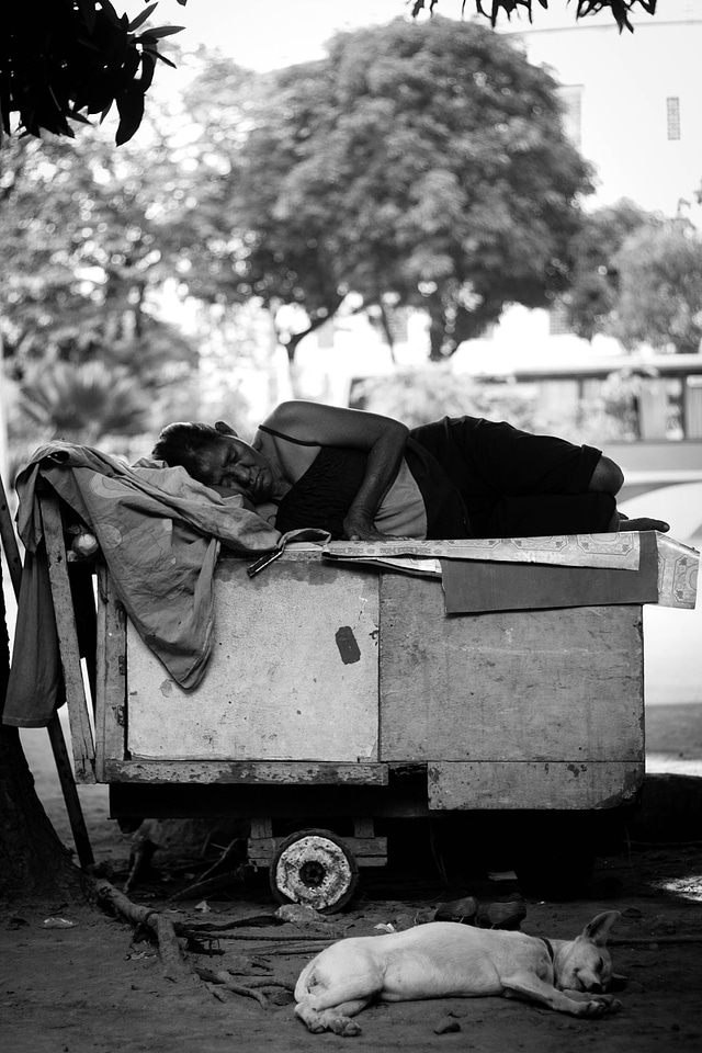 Street photograpy black and white beggar