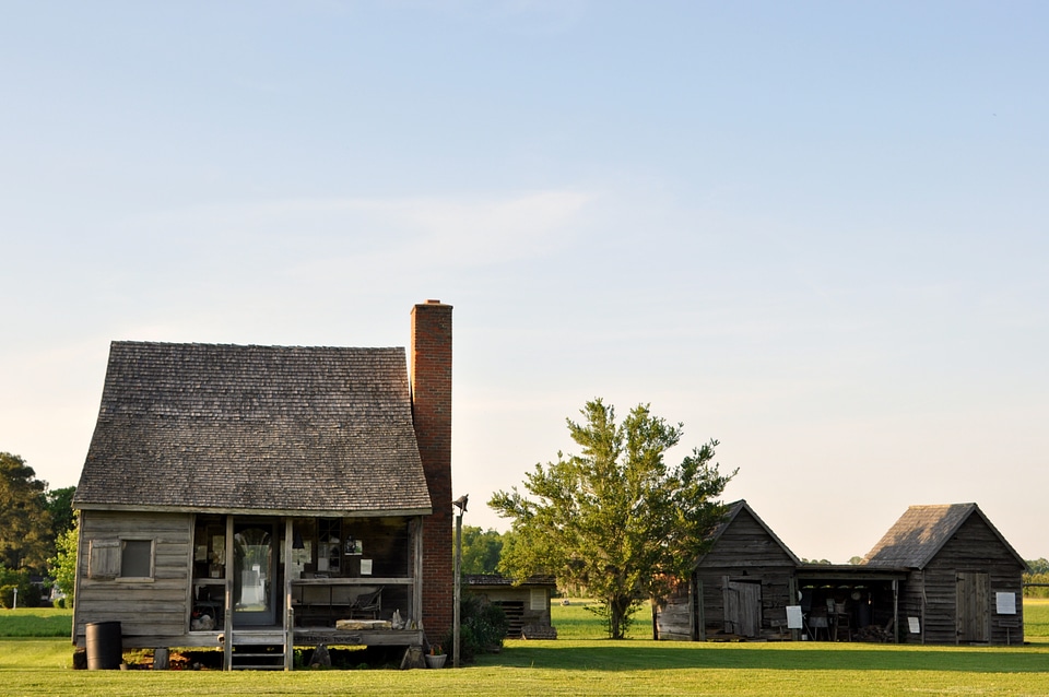 Rural quiet wooden buildings