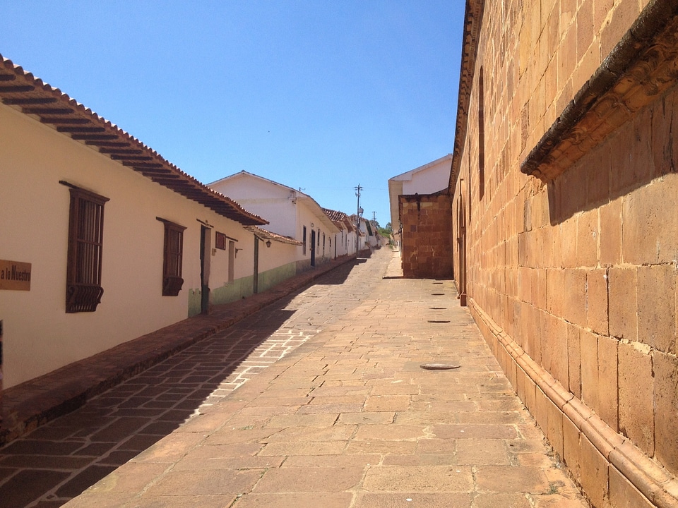 Path houses sky