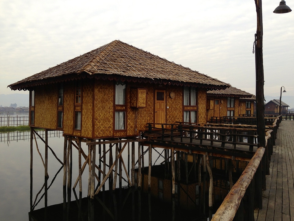 Inle lake burma hut photo