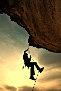 Rock climbing ropes harness photo