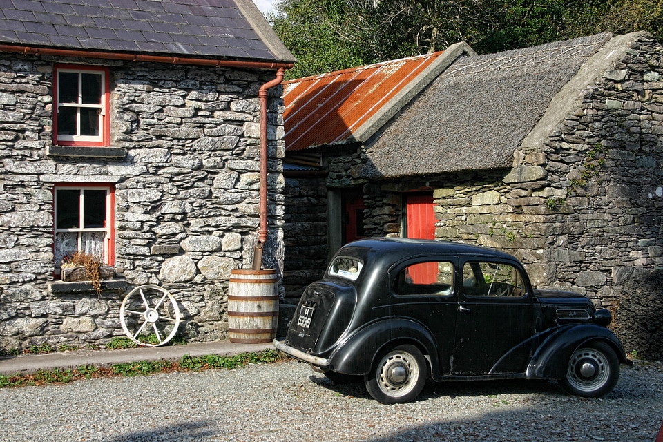 Stone built house barn automotive