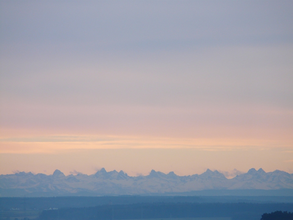 Sunrise mountains hazy
