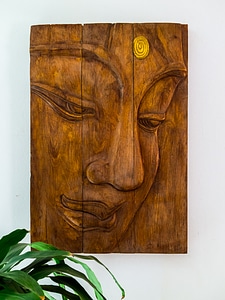 Wood picture portrait buddah
