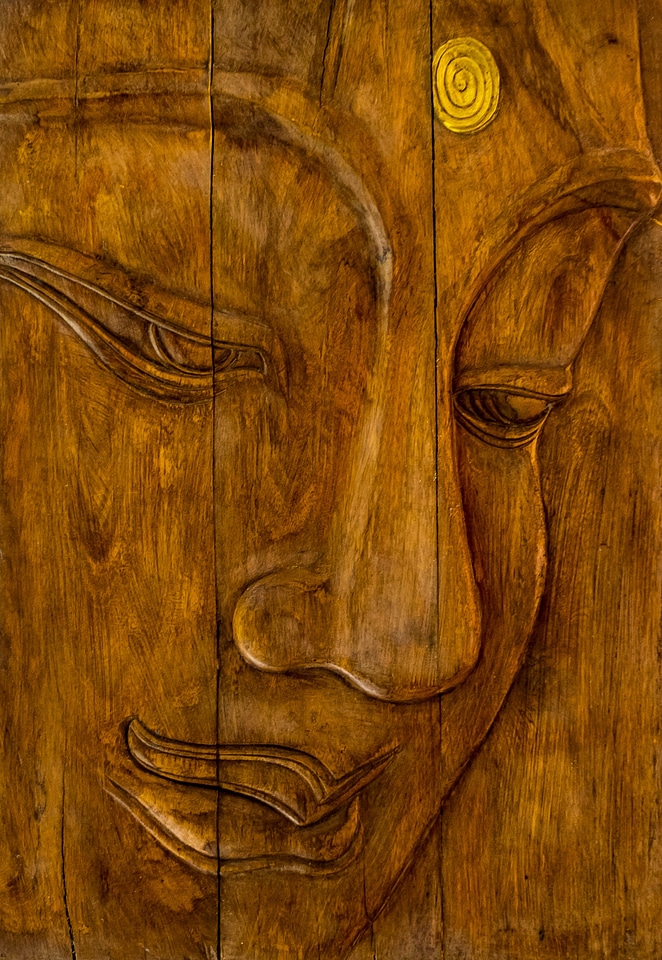 Wood picture portrait buddah