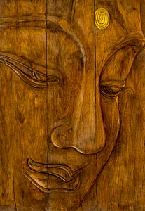 Wood picture portrait buddah