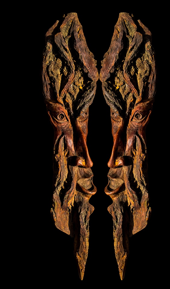 Carving wood picture portrait