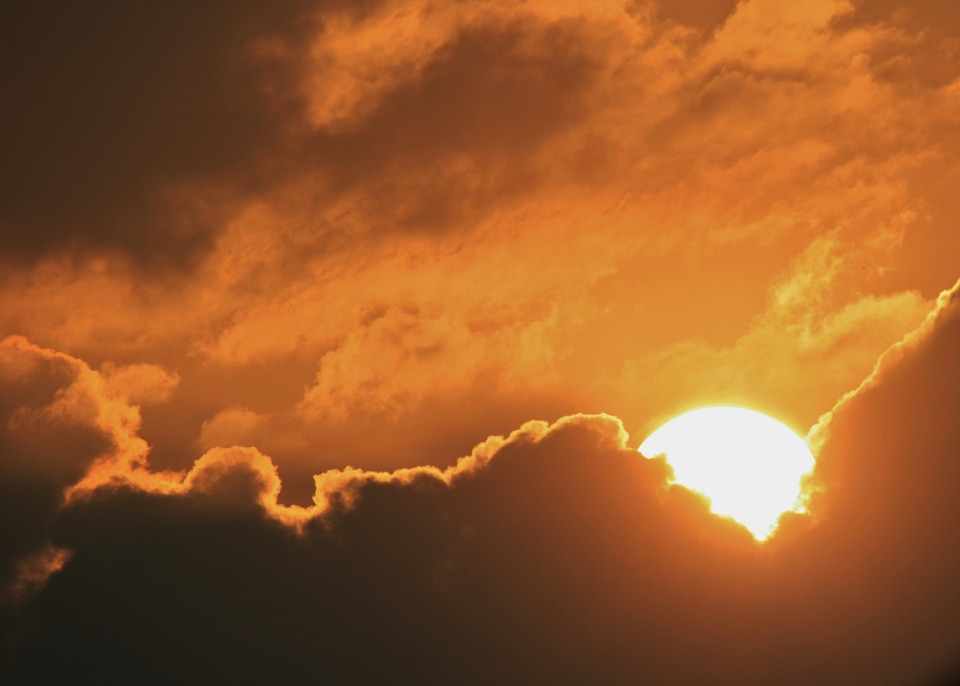 Bright setting clouds