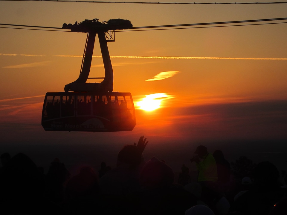 Cable car stone mountain sunrise