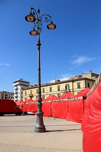 Historic street lighting market stalls marketplace