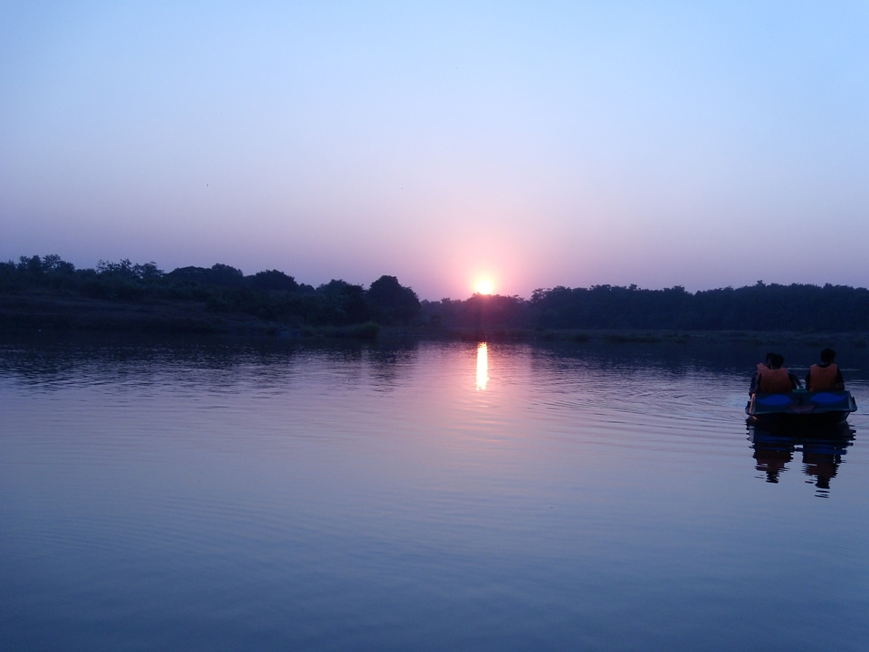 Boating dusk evening