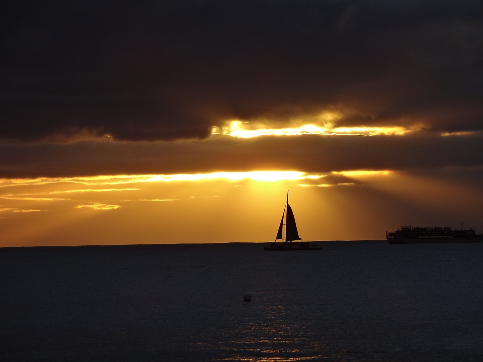 Sunset silhouette water