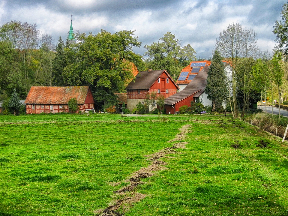 Scenic village buildings