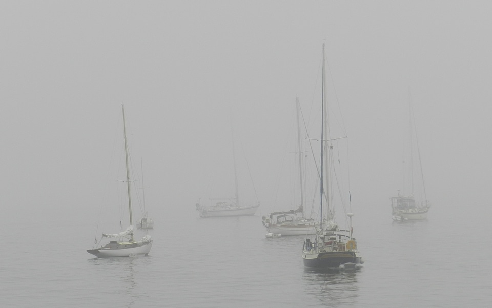 Mist water sailboat