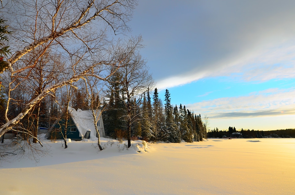 Snow ice frozen lake photo