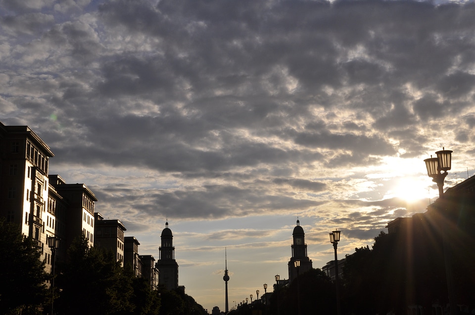 Sunset stalin buildings sky