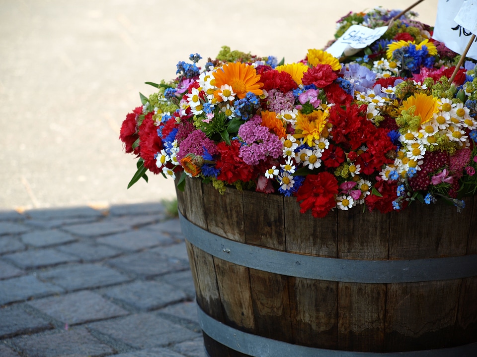 Colorful barrel farmers local market