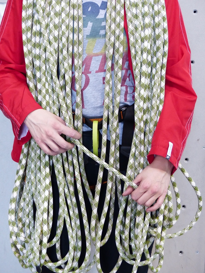 Climber coiled ascent