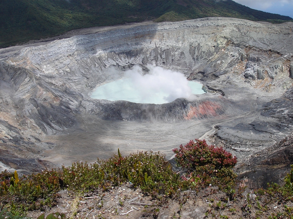 Crater volcano steam