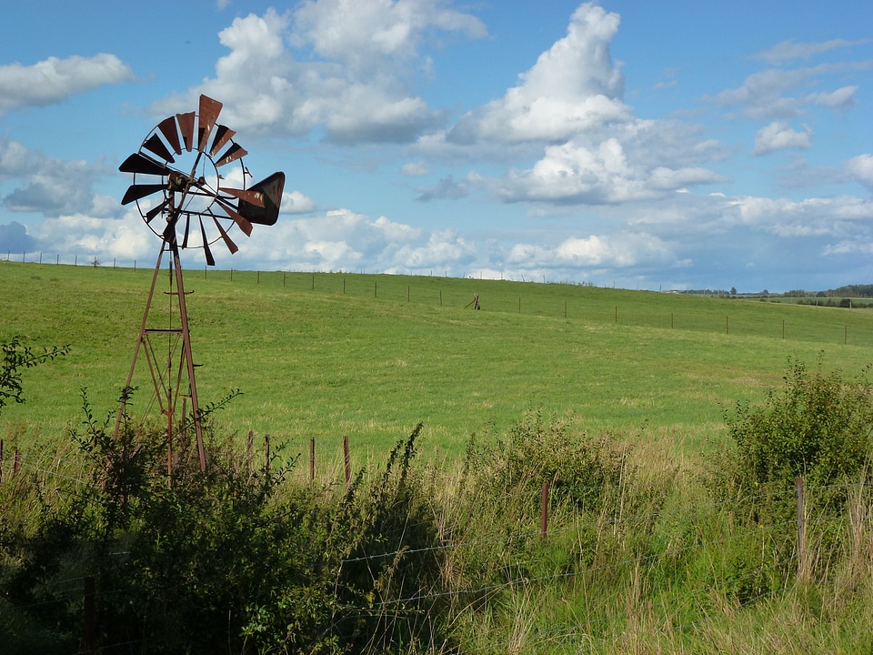 Windmill sky clouds photo