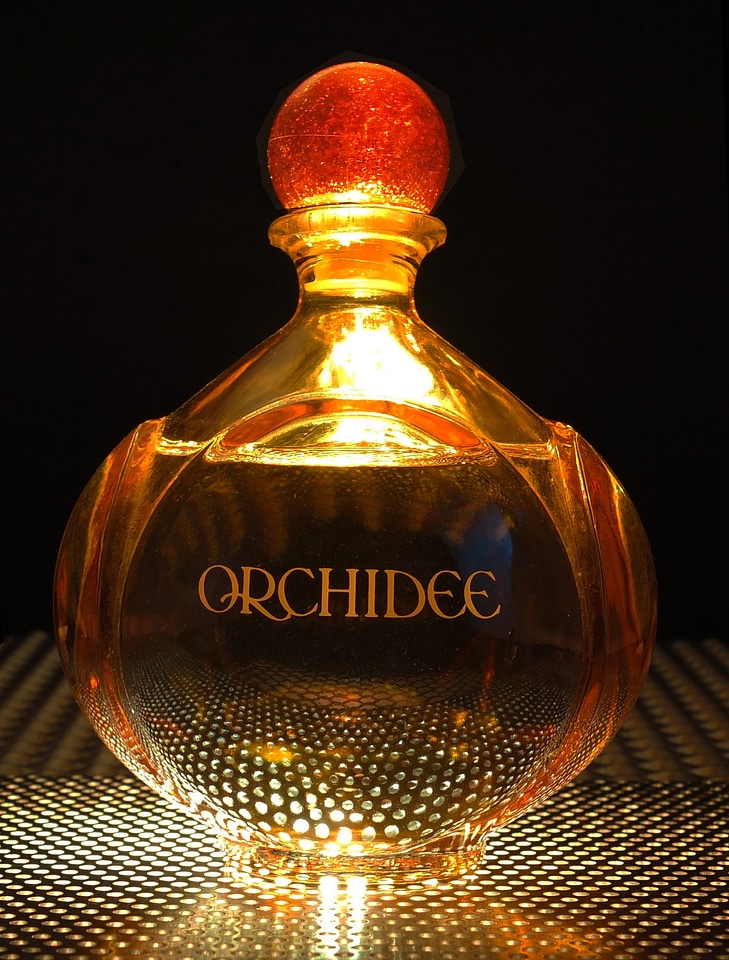 Perfume bottle light from below