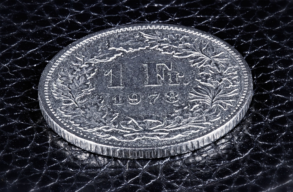 Swiss franc macro close up