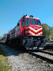 Red train railway photo