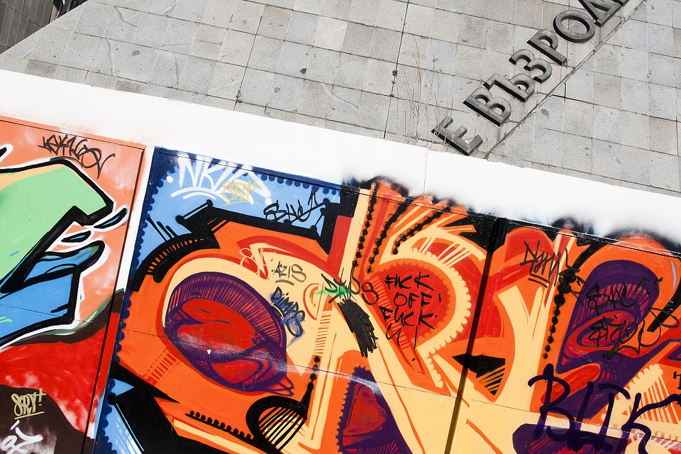 Painting street art mural