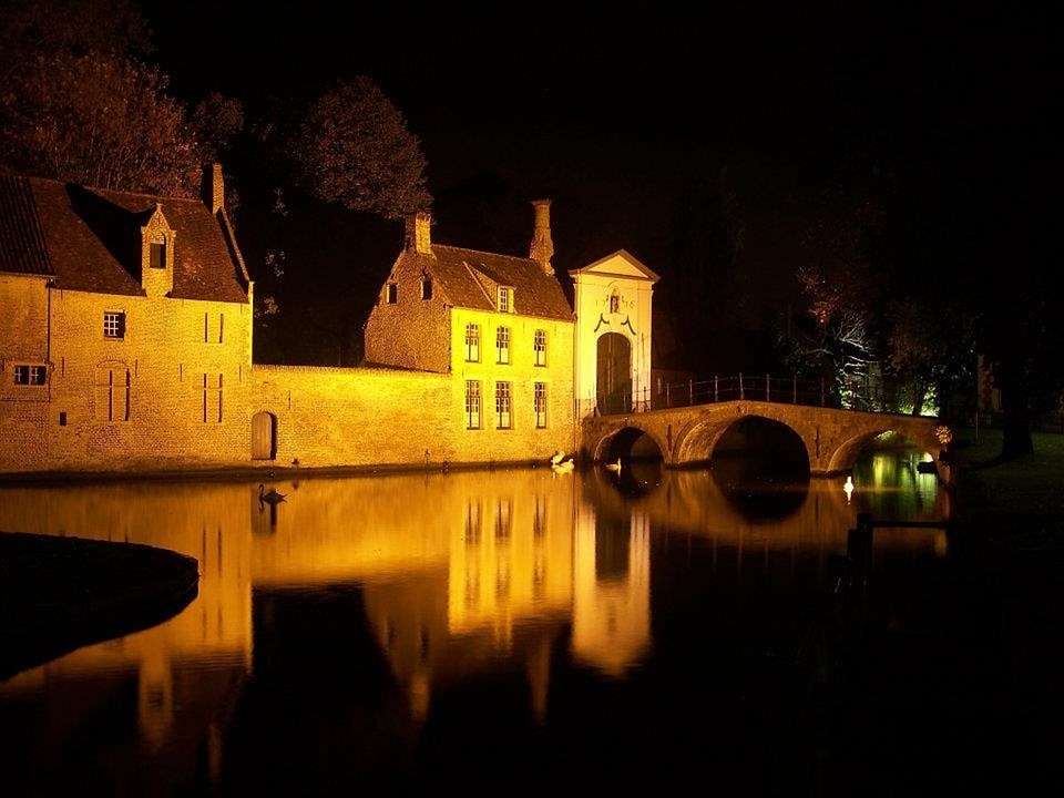 Night reflection water