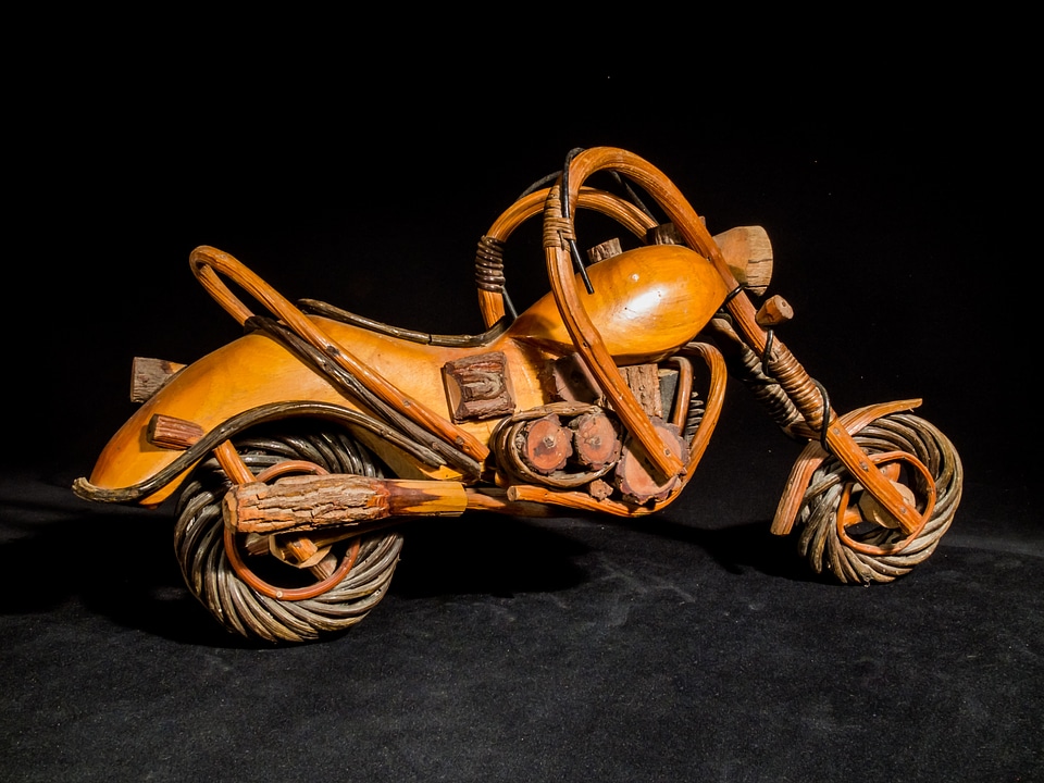 Wooden motorcycle wood model art from thailand