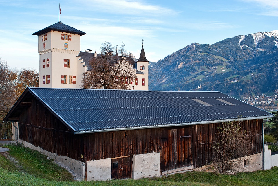 Scenic mountains barn