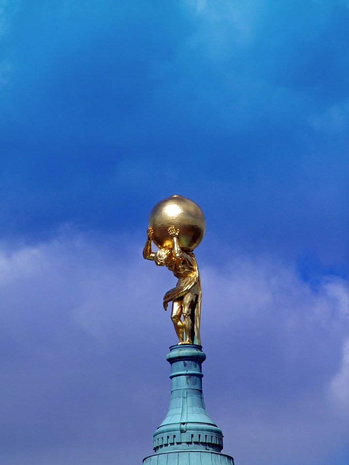 Gold plated lead character atlas in greek mythology