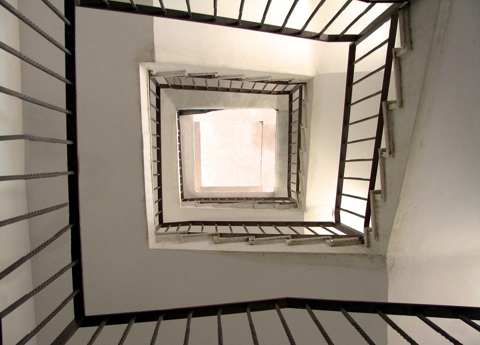 Interior concrete stairway photo