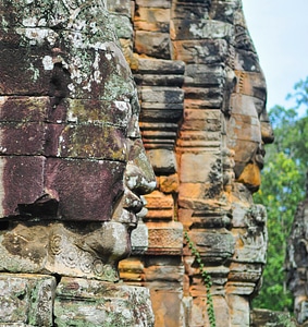 Temple faces stone photo