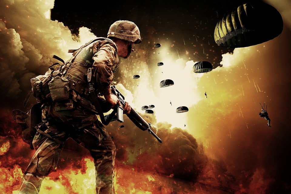 Paratroopers explosion guns