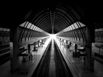 Santa Justa Train Station Black And White photo