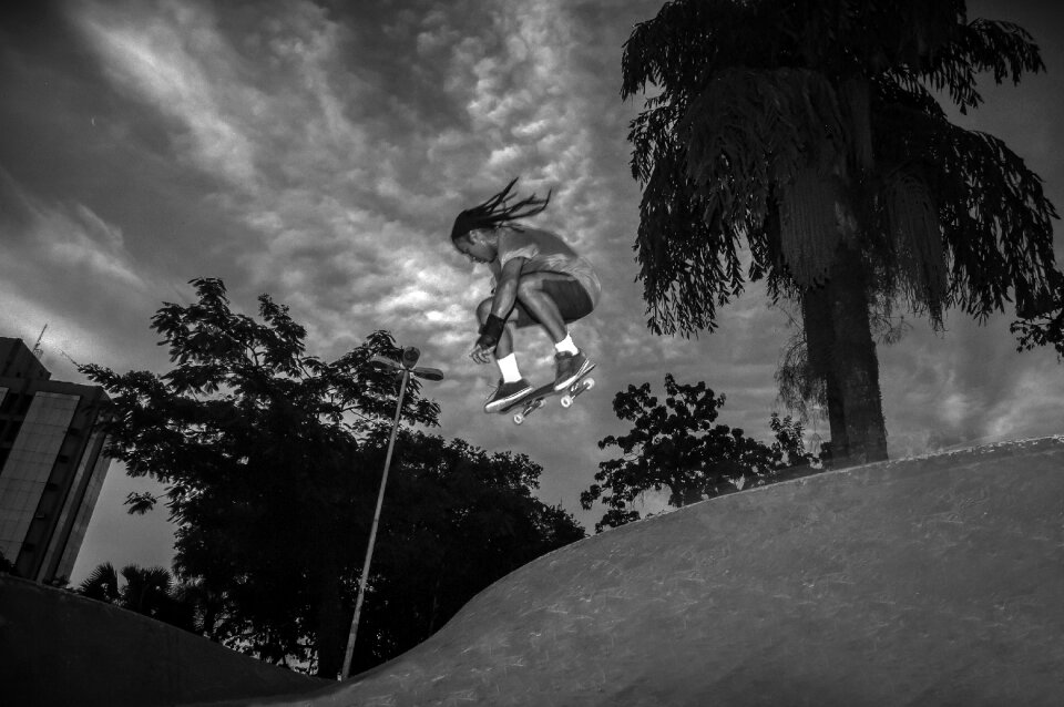 Black White Skateboarder