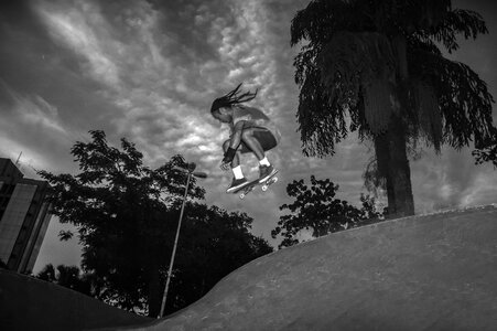 Black White Skateboarder photo