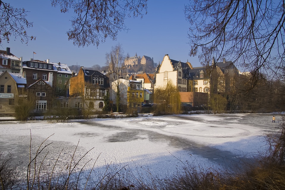 Marburger castle winter wintry