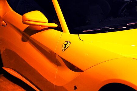 Yellow Ferrari photo