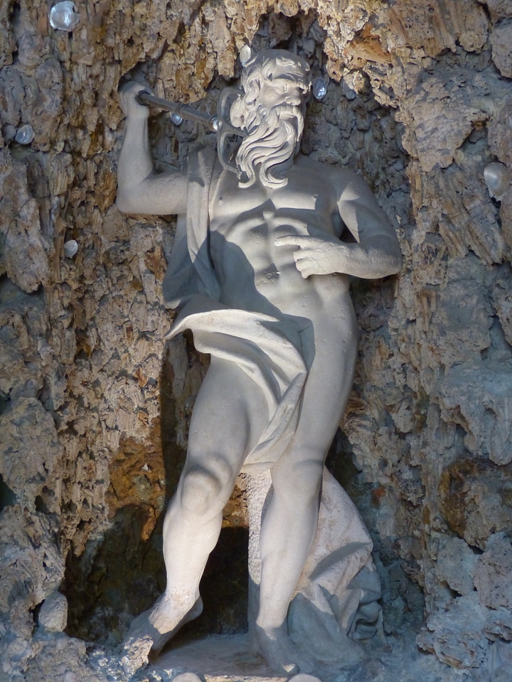 Human statue pond