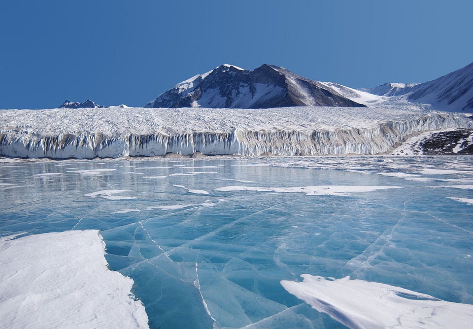 Lake mountains glacier