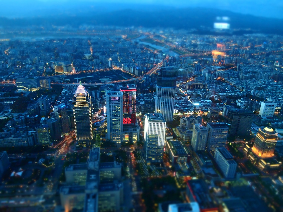 Night view city diorama