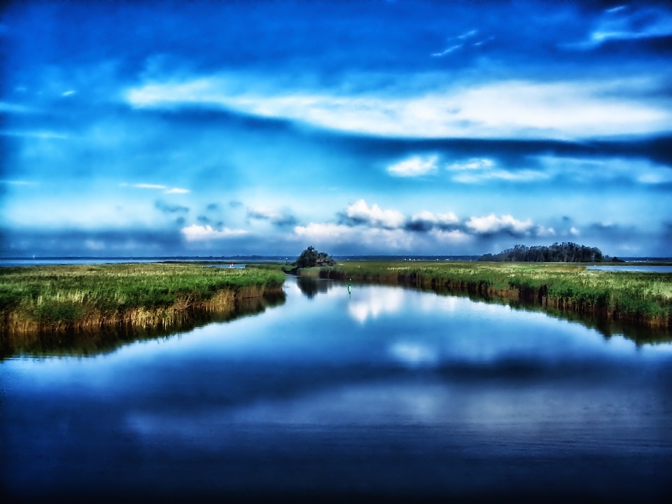 Sky clouds river photo