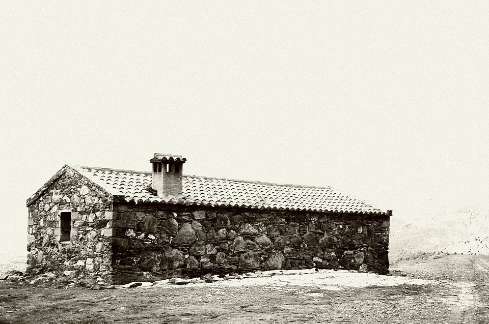 Mountain black and white architecture