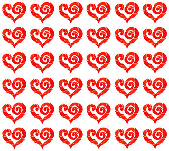 Seamless symmetrical background with red hearts.