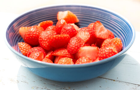 Bowl of strawberries photo