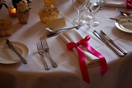 napkin with pink ribbon photo